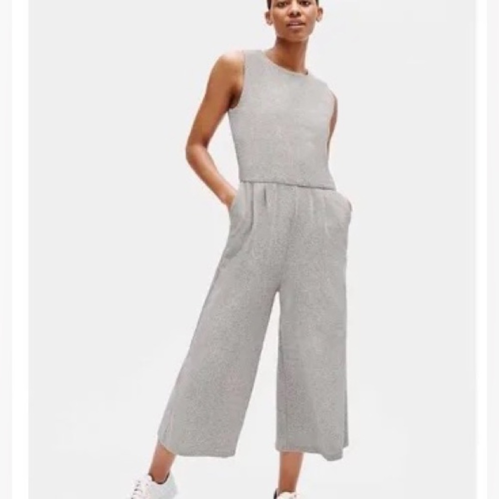Eileen Fisher Speckled Knit Organic Cotton Moon Jumpsuit Wide Leg